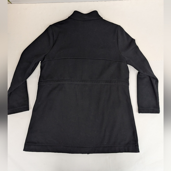 Talbot's Black Long Zip Up Fleece Lined Jacket With Draw String Large [133] - Picture 4 of 12